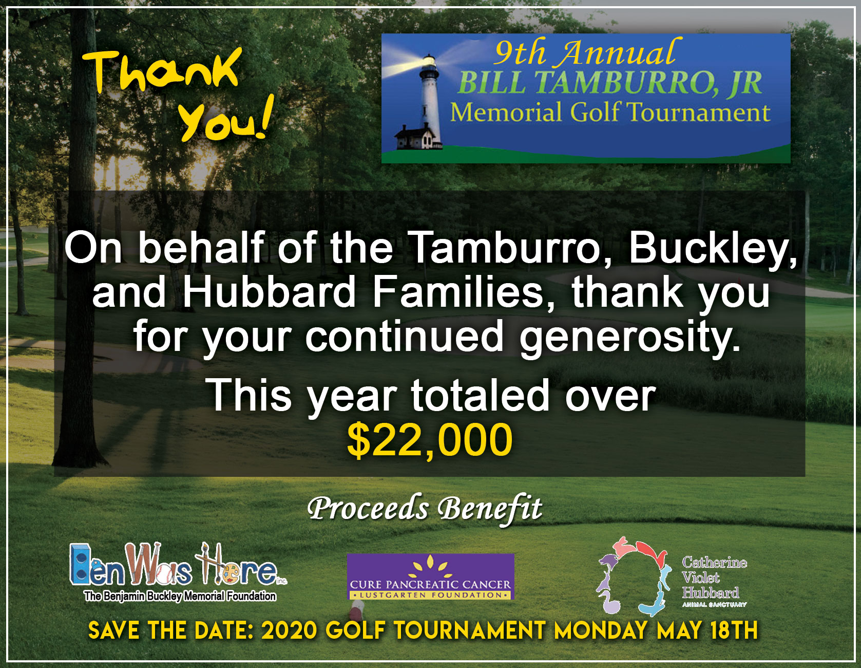 Tamburro Golf Tournament Thank You