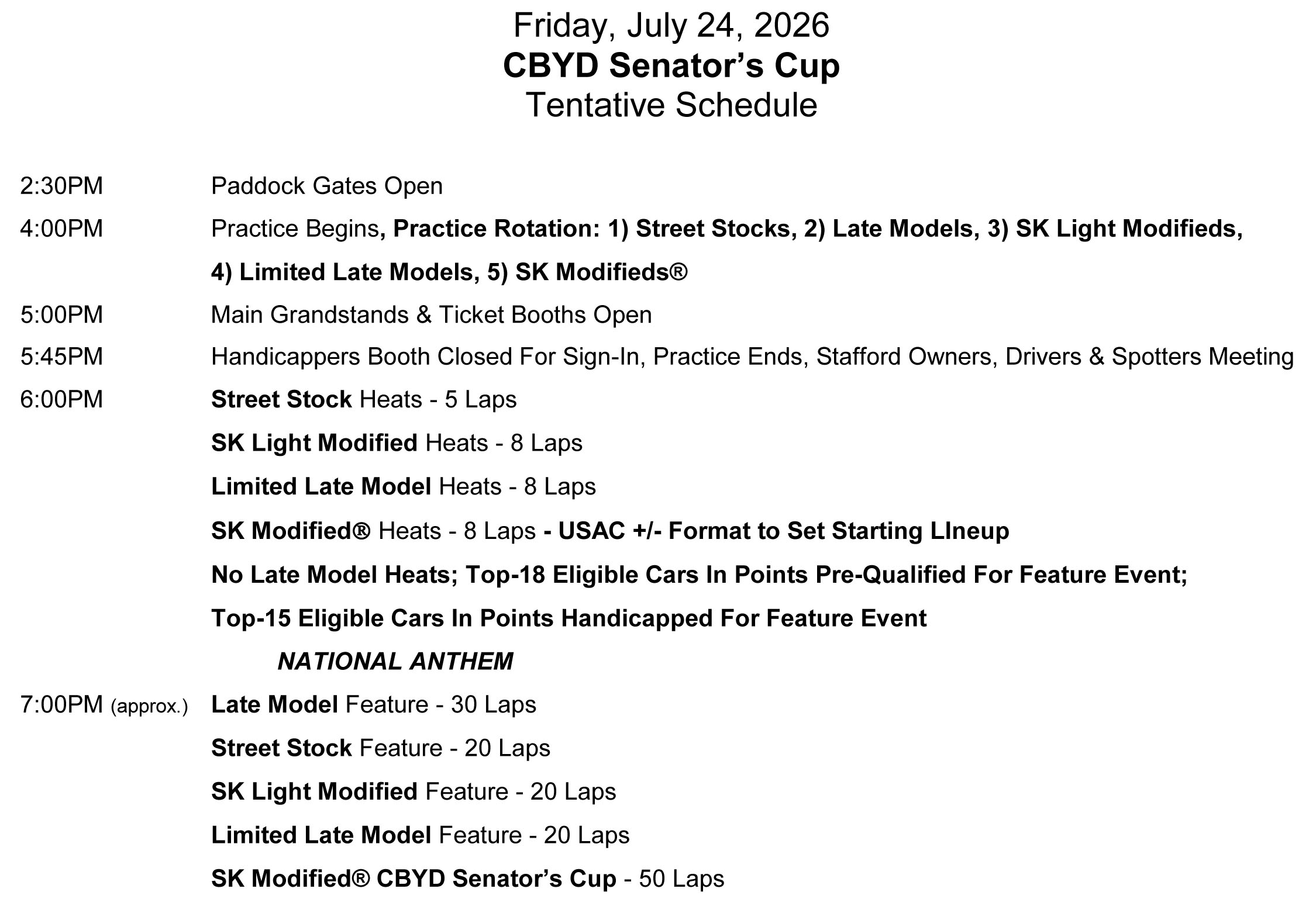 July 24, 2026 CBYD Senator's Cup